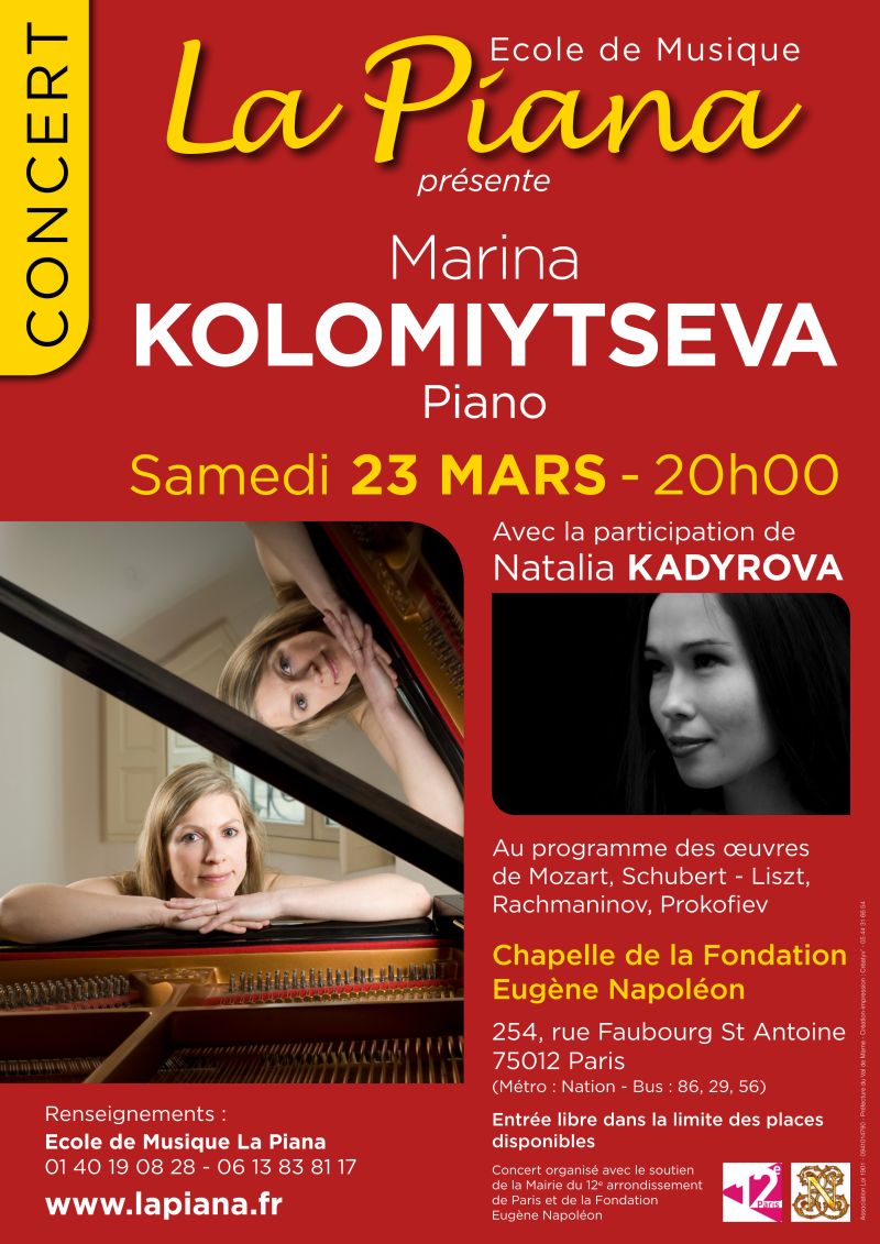 Concert Marina KOLOMIYTSEVA avec la Participation de Natalia KADYROVA