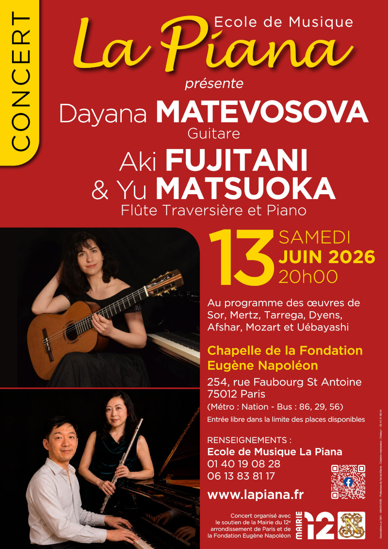 Dayana MATEVOSOVA Guitare Aki FUJITANI & Yu MATSUOKA Flûte Traversière et Piano